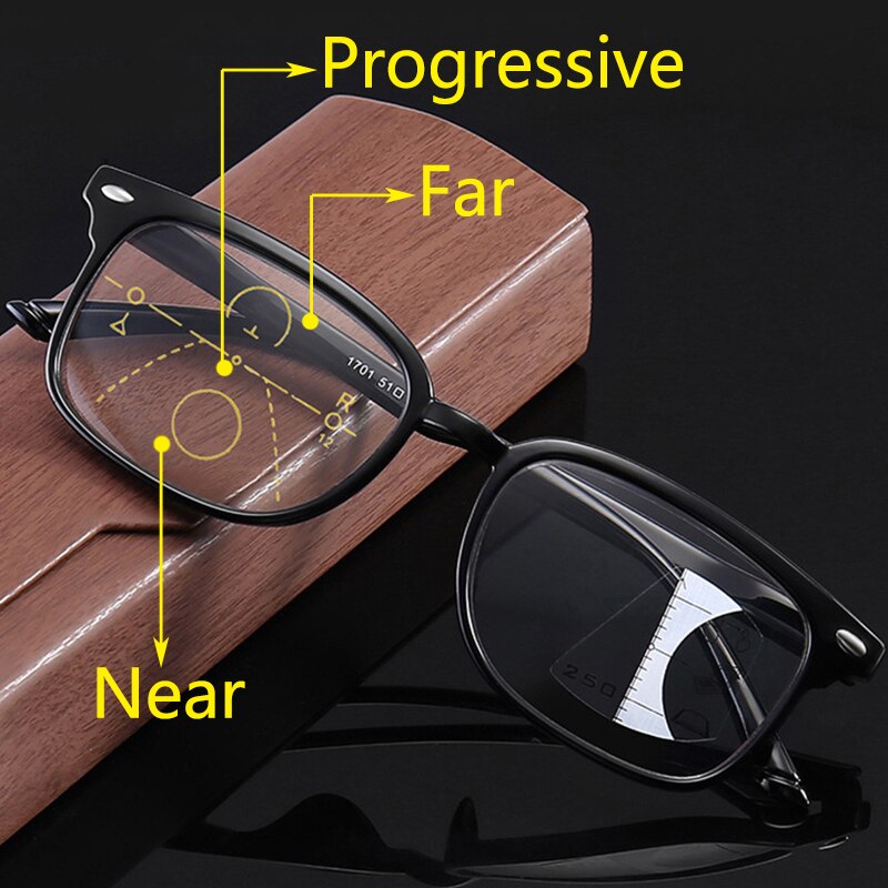 Men's Reading Glasses Progressive Multifocal Retro Presbyopic Blue Light Blocking Glasses Women Far Near Eyeglasses Eyewear +200