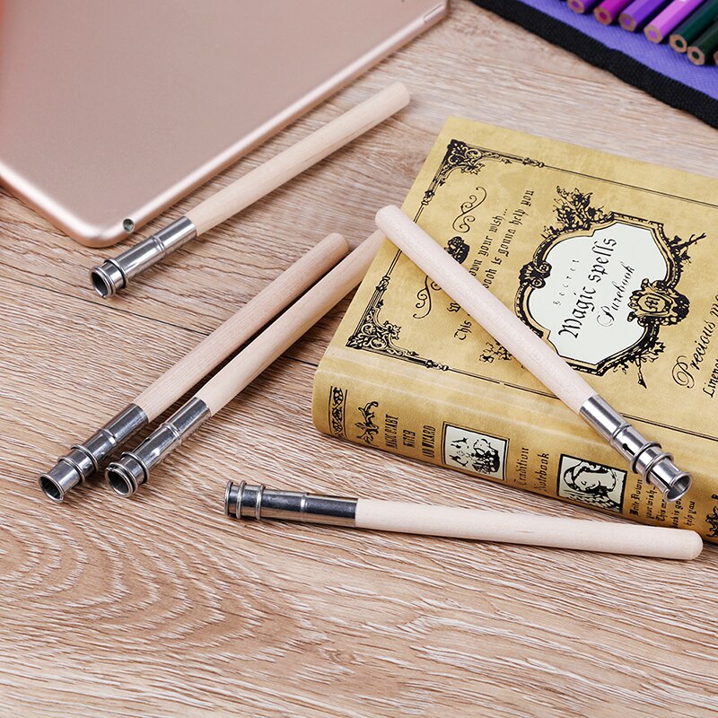 Extensor de lápiz ajustable, alargador de madera, herramienta de dibujo y pintura, 5 uds.