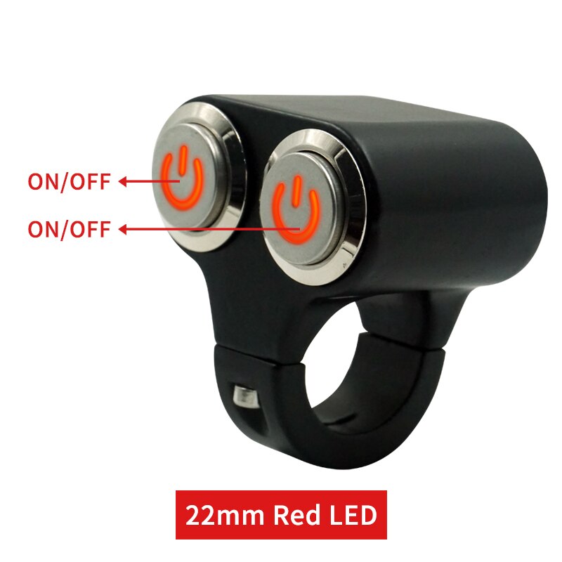 22mm 25mm Motorcycle Handlebar Switches ATV Scooter Headlight Hazard Brake Fog Light Switch ON-OFF Dual Control Switch Button: Red Light(22mm)
