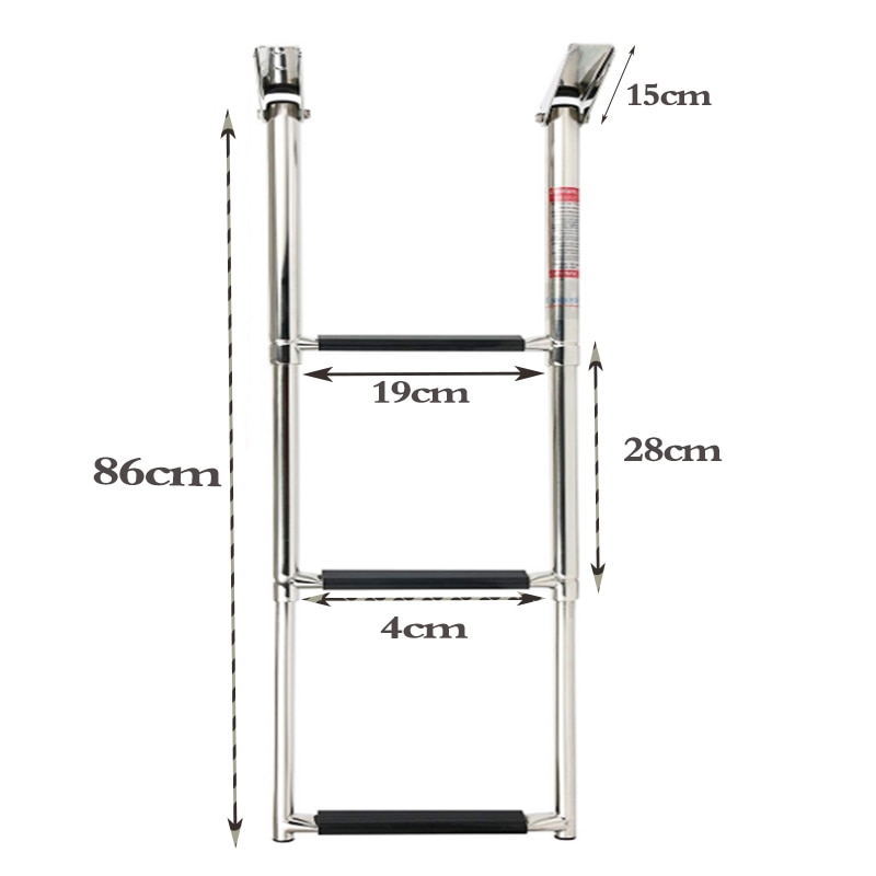 3 Steps Under Platform Boat Boarding Ladder Marine Yacht Stainless Steel Telescoping Swimming Pool Ladder Boat Accessories