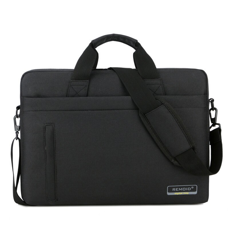 Nylon Briefcase Women Men 13.3 14.6 15.6 17.3 inches Laptop Bag Waterproof Office Documents Bags Travel Shoulder Handbag: Black 15.6inches