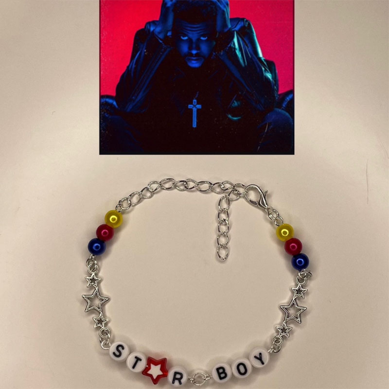 Handmade the weeknd bracelets No. 8 ball star beaded dice bracelet coquettish y2k gothic: Rust Red