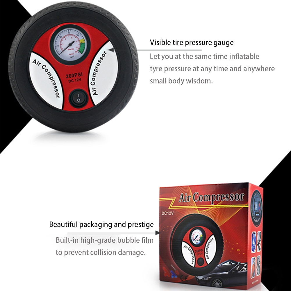 12V Mini Portable Car Air Compressor Electric Auto Tire Inflatable Pump Tyre Inflator for Car Motorcycles Bicycles