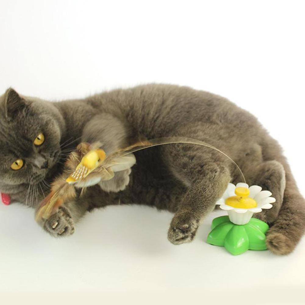 Giocattolo interattivo per gatti rotazione automatica farfalla volante colibrì giochi per gatti accessori per prendere in giro piccoli animali forniture per animali domestici