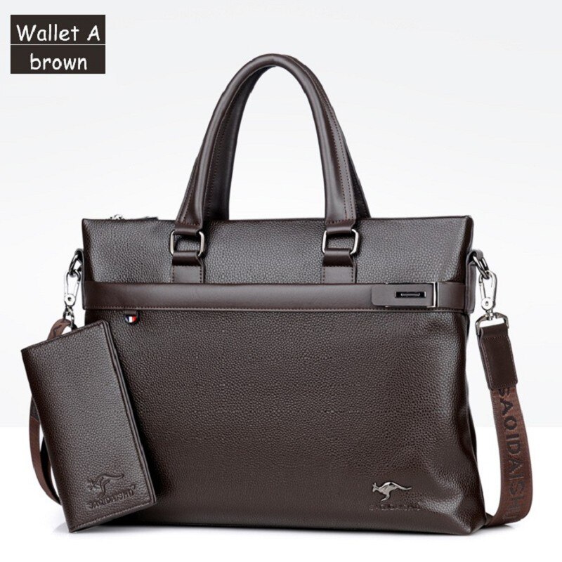 Men briefcases pole business Bag travel PU formal work handbags large capacity handbag Male Crossbody Messenger