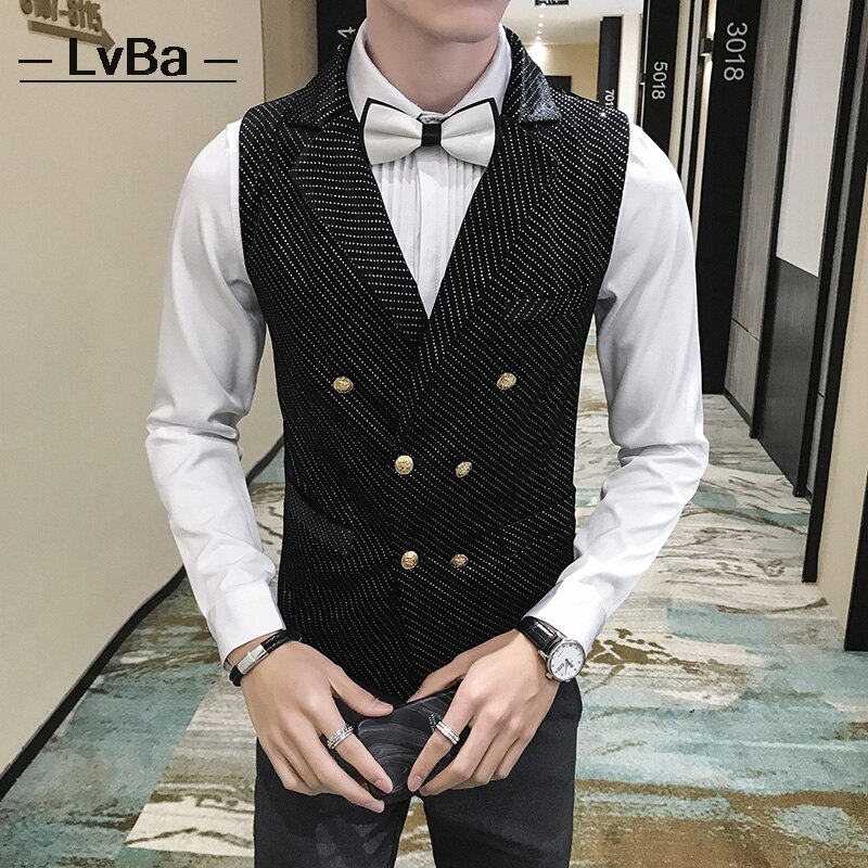 Gilet de costume croisé pour homme, gilet de costume de marié, gilet brillant pour performance sur scène, gilet décontracté à #39