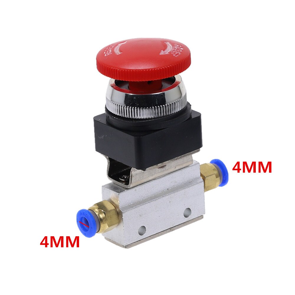 1PCS Red Mushroom Cap Emergency stop Button Self Lock 2 Position 3 Way Air Pneumatic Mechanical Valve MOV-3 1/8" Thread: 4mm