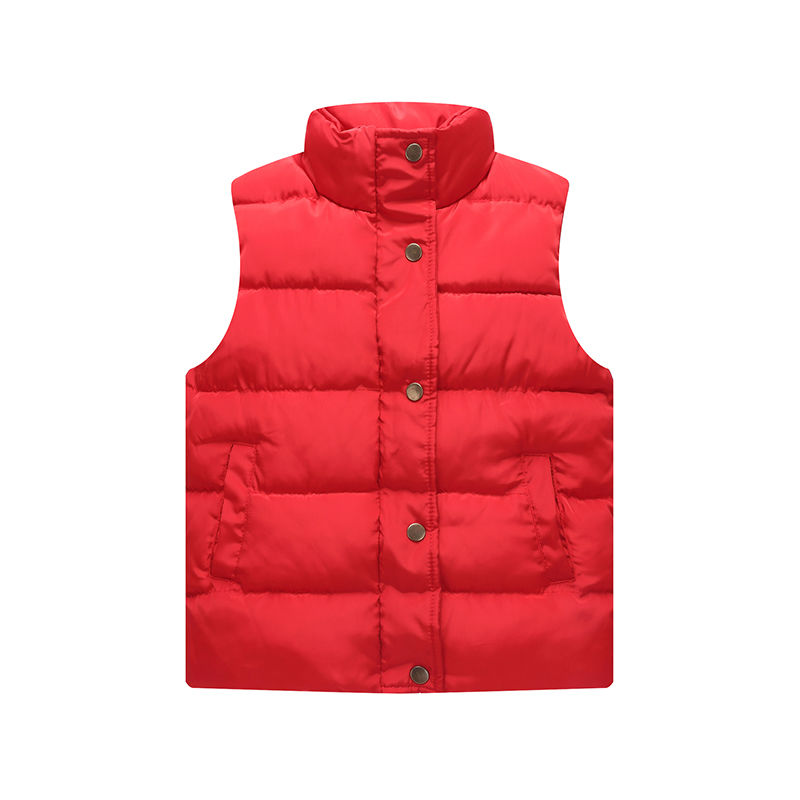 Baby drenge piger dunvest vinter tykkere varm vest høj krave småbørn afslappet toppe tøj solide børn outwear veste 3-8t: Rød / 160- højde 150-160cm