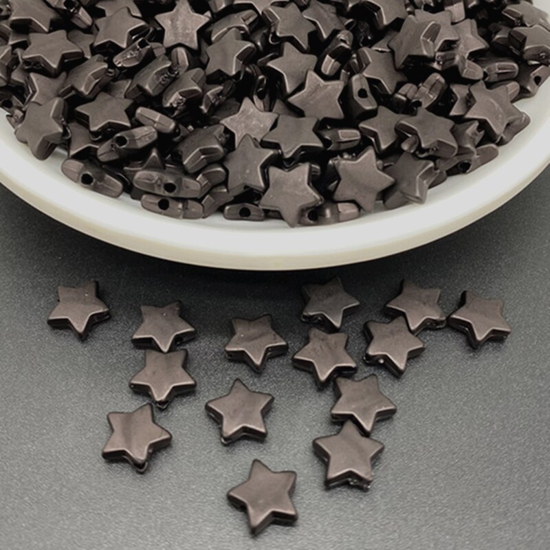 100 unids/lote 9mm cuentas acrílicas con forma de estrella de Color puro espaciador suelto para hacer joyería colgante collar pulsera hecha a mano DIY: Rosa