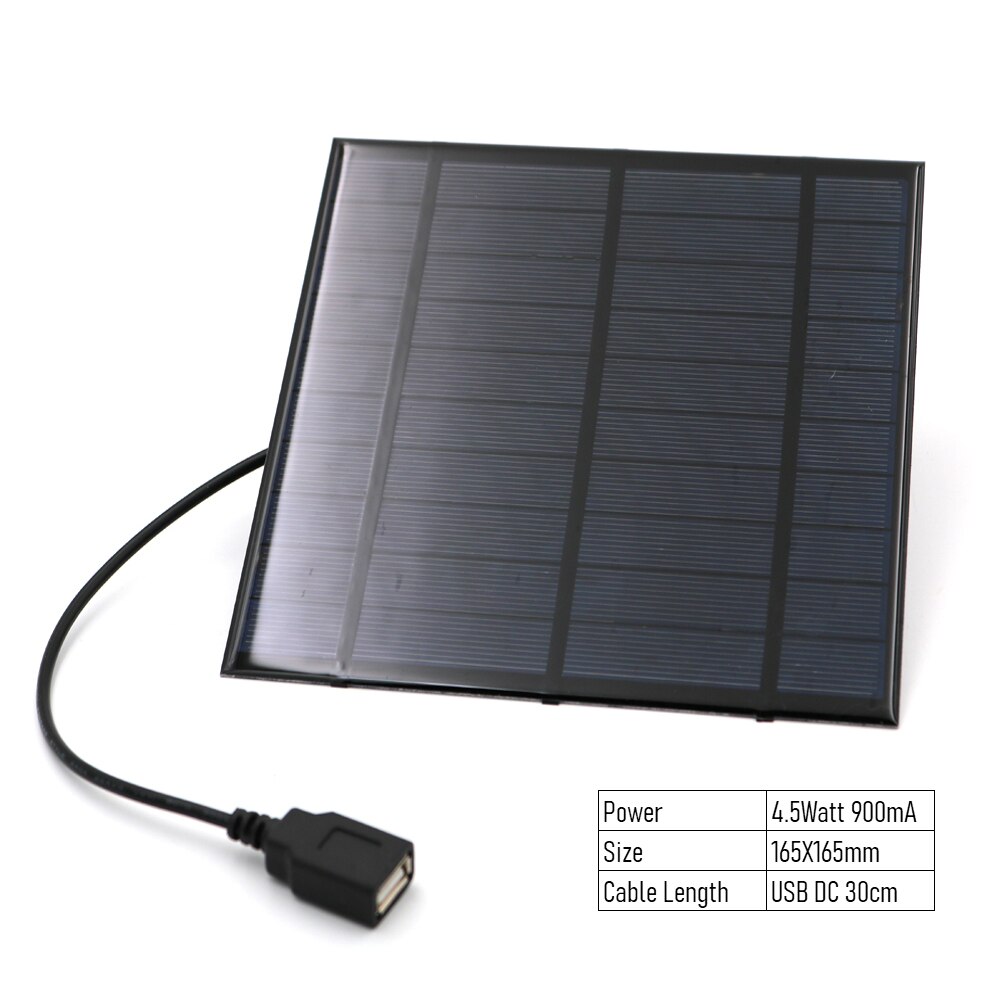Dc solcellepanel 2w 2.5w 4.5w 5w 5v usb output batterioplader spændingsregulator mobiltelefon strømbank dc udendørs solcelle: 900ma