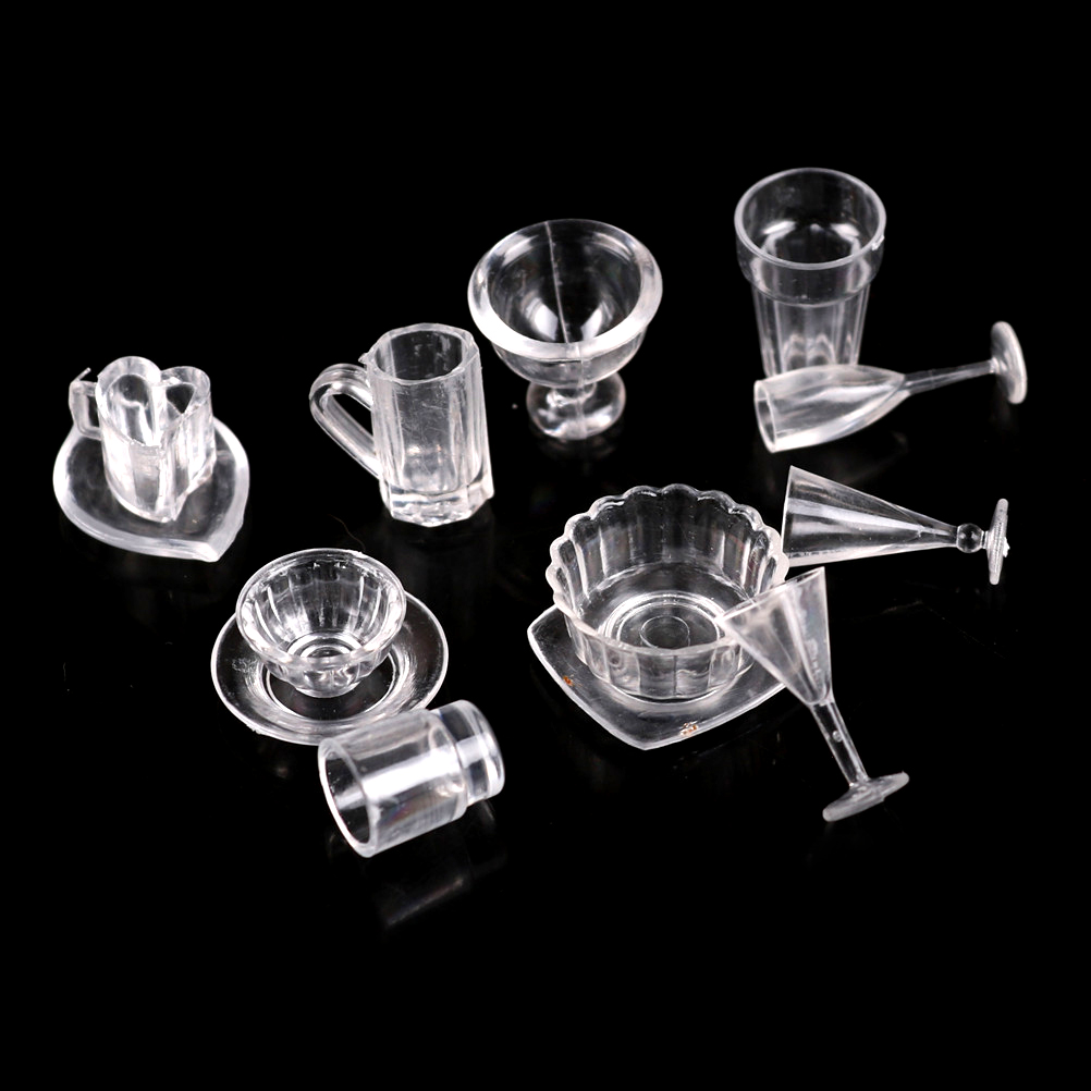 13pcs/lot plate cup dish bowl tableware set Dollhouse Miniature Toy Doll Food Kitchen living room Accessories 1:12 Scale