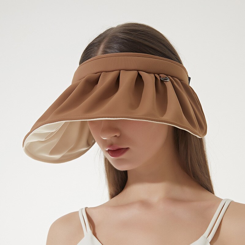 Sombrero plegable portátil para mujer, visera superior vacía, accesorios para el cabello, diadema de doble uso, para la playa, de verano: MZ48001-5