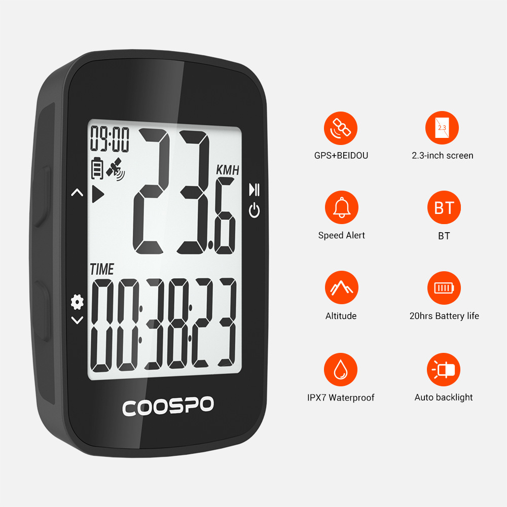 Coospo Bike GPS Computer Wireless Bicycle Computer with Auto Backlight Waterproof Odometer Speedometer for Road Bike