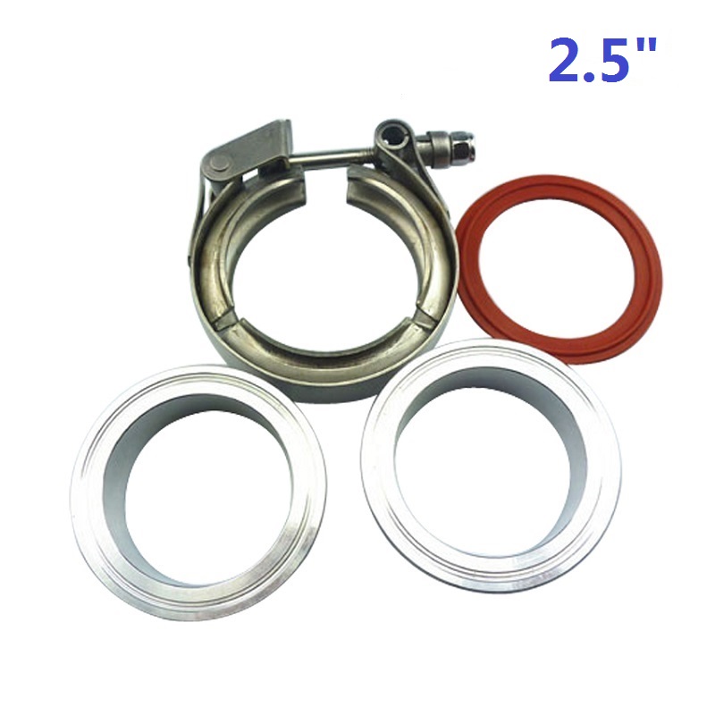 1.5''-5.0" ss304 Quick release V band clamp with Aluminum Alloy flange kit for exhaust pipe clamp nylon nut: 2.5inch