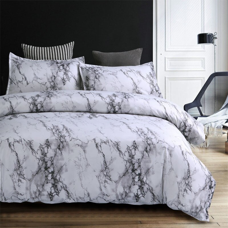 Marble Lines Bedding Set Single AU EU Double Full Queen King 5 Size Duvet Cover With Pillowcase Set: EU Double
