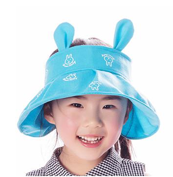 Cokk børn sommer hatte til piger drenge børn solskærm med kanin øre søde sol hat barn strand hat solcreme foldbar justerbar: Blå