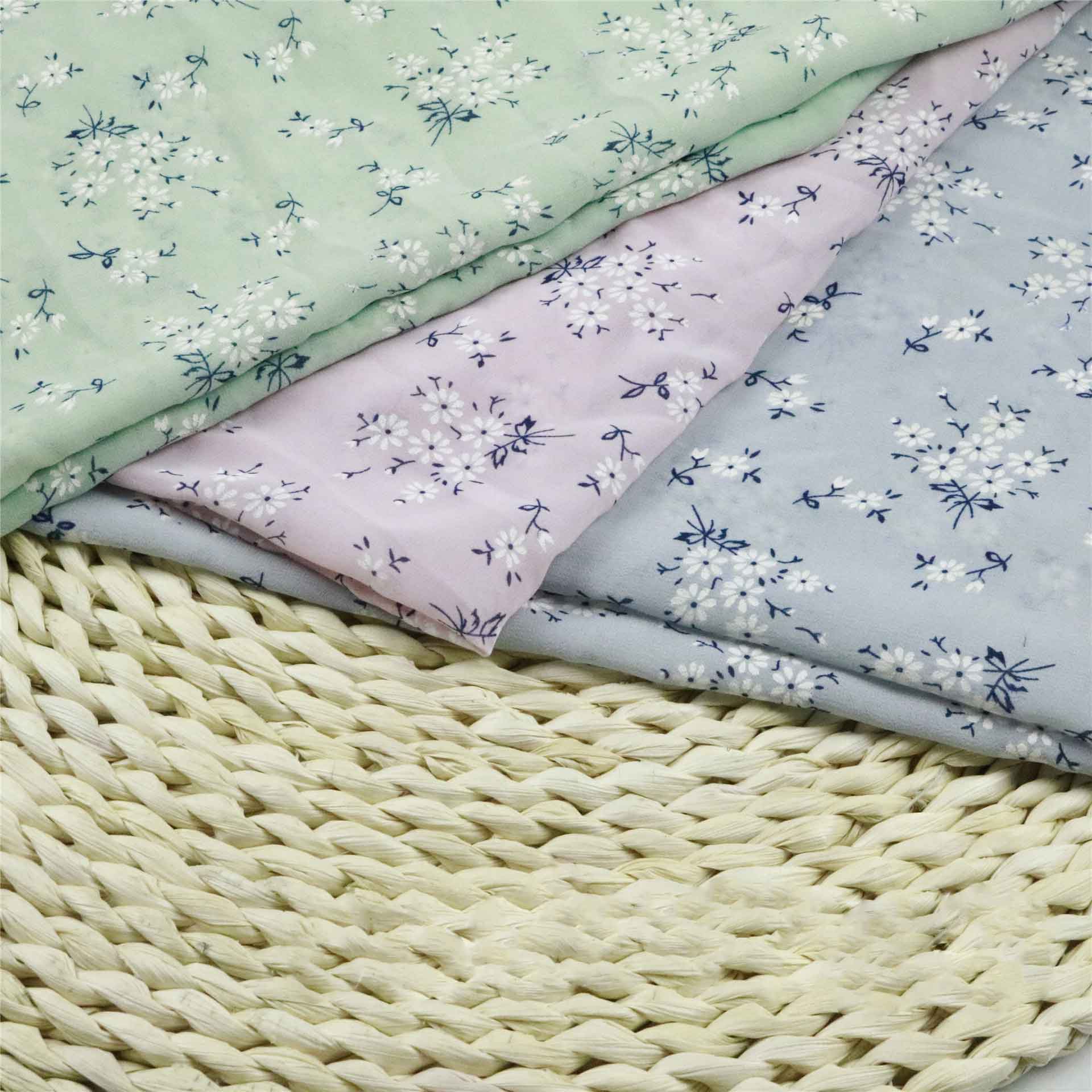 Tela de tul de gasa estampada suave Floral rosa, gris, verde, amarillo para camisas de vestir, por metros