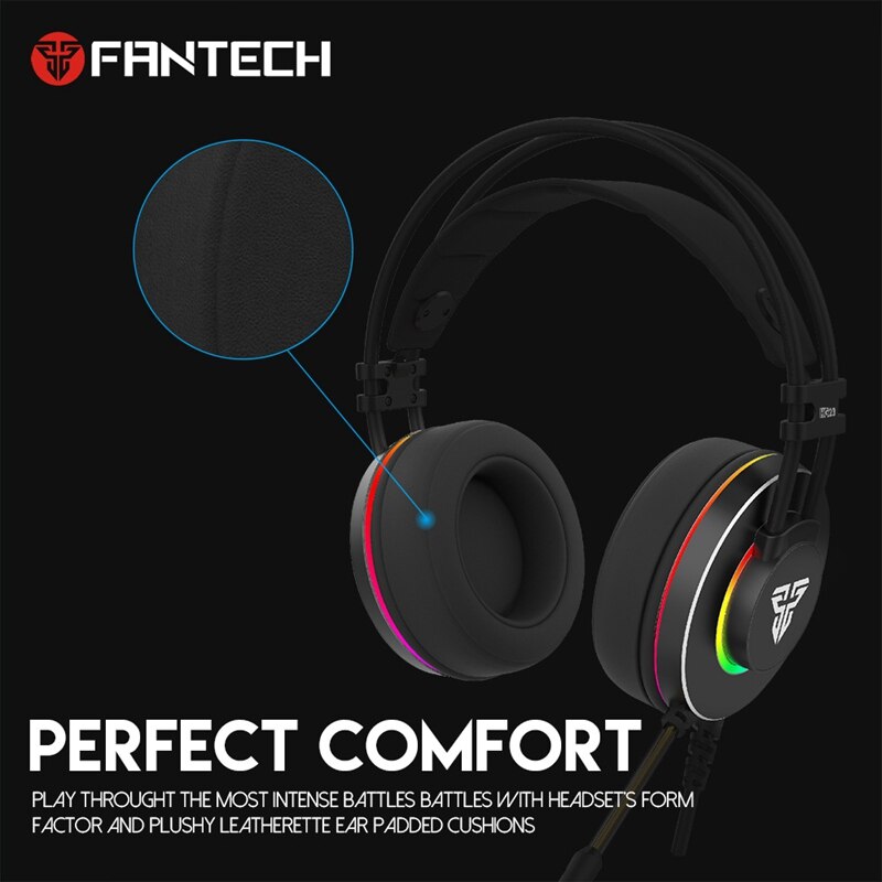 FANTECH HG23 Headphone Personalize with Octane 7.1 RGB USB Just Wired Gaming Headset Earmuffs for PC PS4 Gaming Headphones