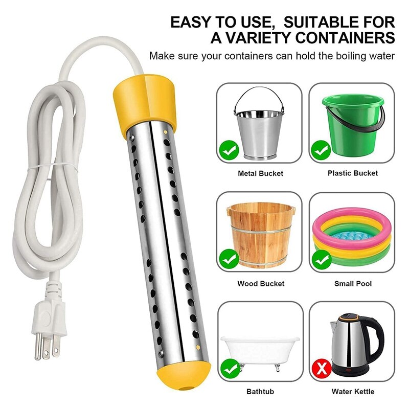 Immersion Heater, Travel Immersion Heater, 2000W Mini Portable Afterheater, Immersion Heater, Pool Bath, Heaters,EU Plug