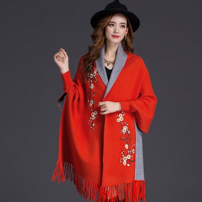 Mingjiebihuo neue kaschmir Poncho schal mit ärmeln frauen in herbst und Winter dicke warme doppel-seitig feste quaste Mantel mädchen: 21