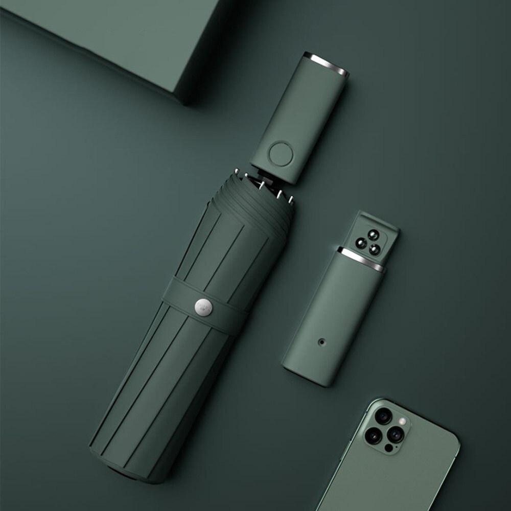 Nuovo per Xiaomi ombrello pieghevole automatico con luce a Led ombrelli da pioggia grandi antivento ombrellone da esterno portatile per uomo donna: Dark Green