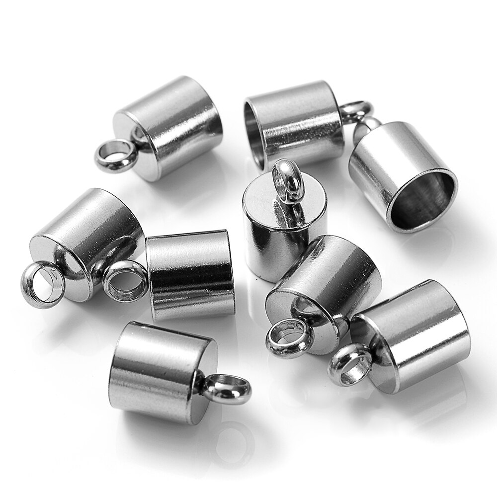 2/3/4/5/6/8/10mm Stainless Steel Connectors End Tip Caps End Crimp Beads Thread Tail End Stopper for Jewelry Making Bracelet