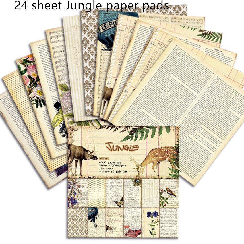 24 sheet Swan Flamingo Scrapbooking background paper 6 inch pattern paper material for DIY photo album scrapbook junk journal: Jungle Spring