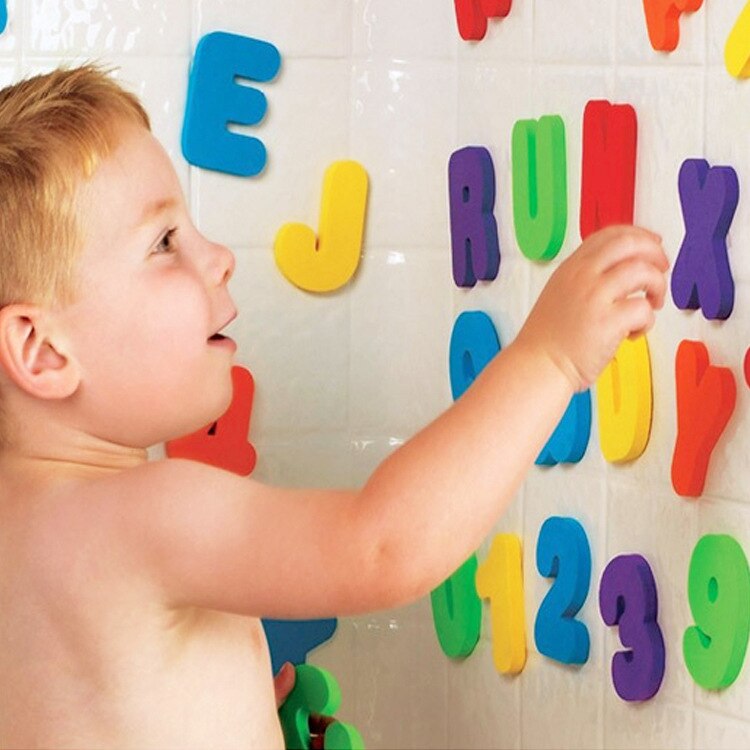 36 stk / sæt alfanumerisk brev badelegetøj 3d puslespil baby bad legetøj blødt eva børn baby vand legetøj til badeværelse tidligt uddannelses legetøj
