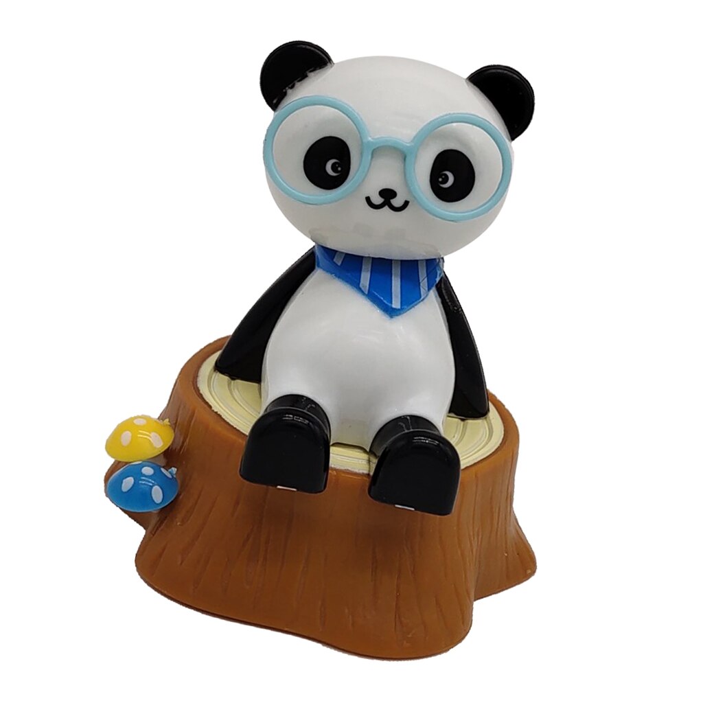 Schattige Zonne-energie Bobbling Speelgoed Schudden Hoofd Panda Thuis/Kantoor/Auto Ornament: Blue