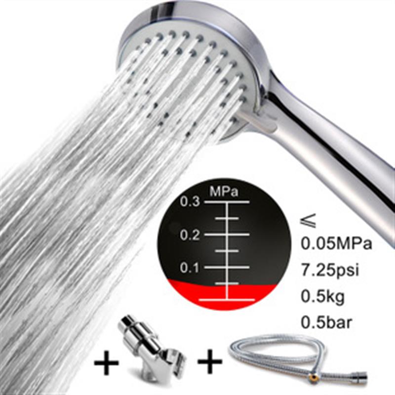 Shower Head 5-Settings Hand Held Shower Head 60 Inches Stainless Steel Hose Adjustable Angle Bracket Check Valve Chrome