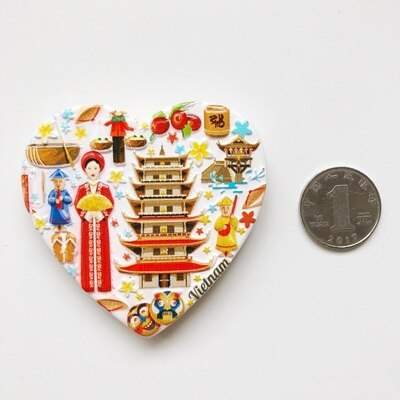 BABELEMI Vietnam India Japan Korea North Korea Fridge Magnets 3D Refrigerator Magnet Sticker Travel Souvenir Kitchen Decoration: Light Yellow
