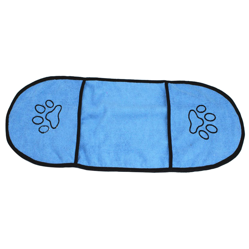 Toalla de perro súper absorbente, Toalla de baño de mascotas, Toalla de microfibra para secado de perros con dos bolsillos para perros pequeños, medianos y grandes: Blue