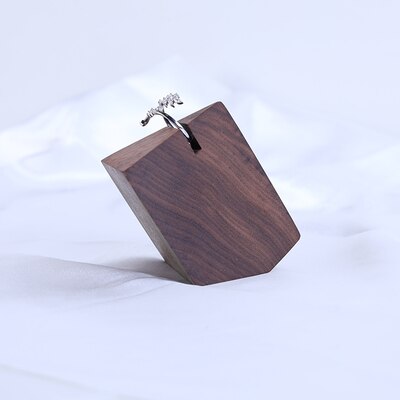Brown Solid Wood Ring Display Holder Ring Display Showcase Jewelry Display Rack: Default Title