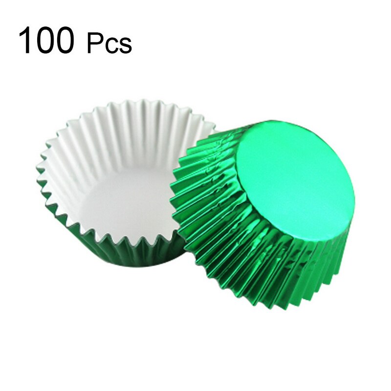 Mini rainbow 100pc cupcake liner bagekop cupcake papir muffin etuier kage æske æggetærter bakke køkken tilbehør værktøj: 100 stk grøn