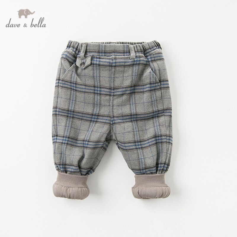 Db12318 dave bella talvi unisex housut vauvan ruudullinen topatut housut lasten housut