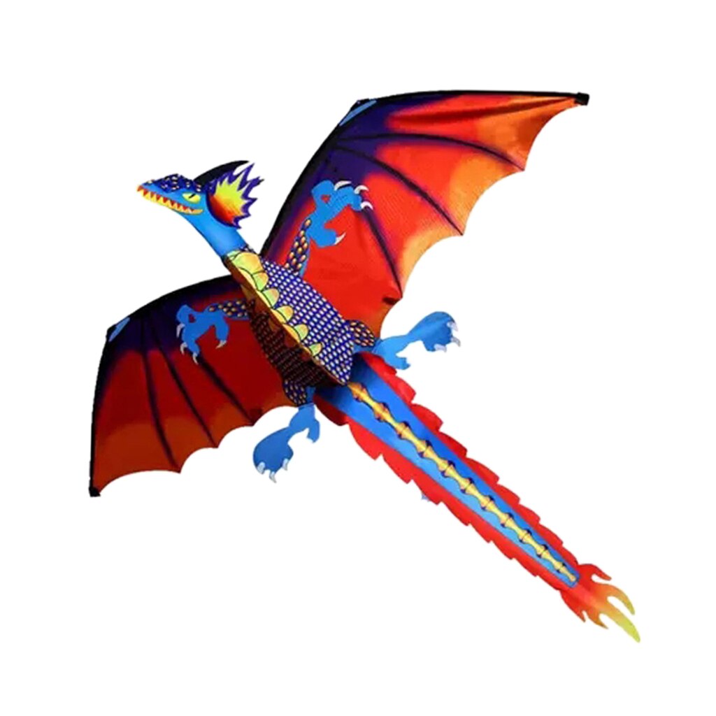 Grande gioco di attività di volo colorato drago aquilone 3D con coda 140x120cm