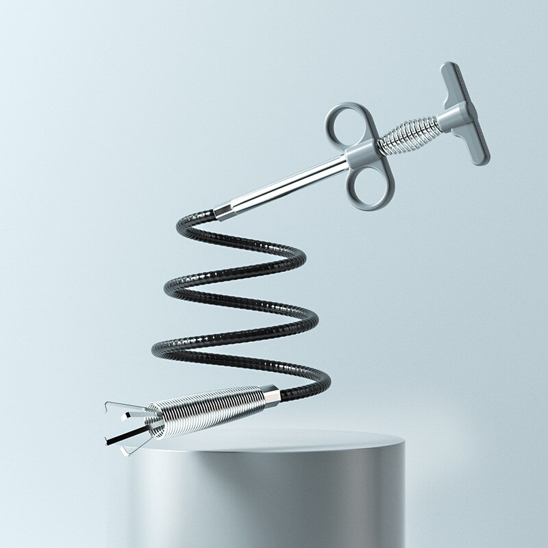 Débloqueur de tuyau d&#39;égout serpent ressort outil de dragage, cuisine salle de bains nettoyage des égouts accessoires de cuisine 90cm 160cm outils de toilette: Grey 0.9m