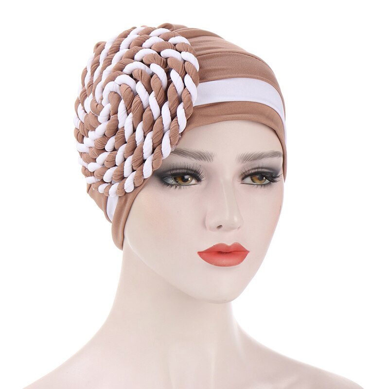 Turban indien, Bonnet pour Femme arabe, écharpe de tête, casquettes intérieures pour Femme musulmane, hiver: style 8