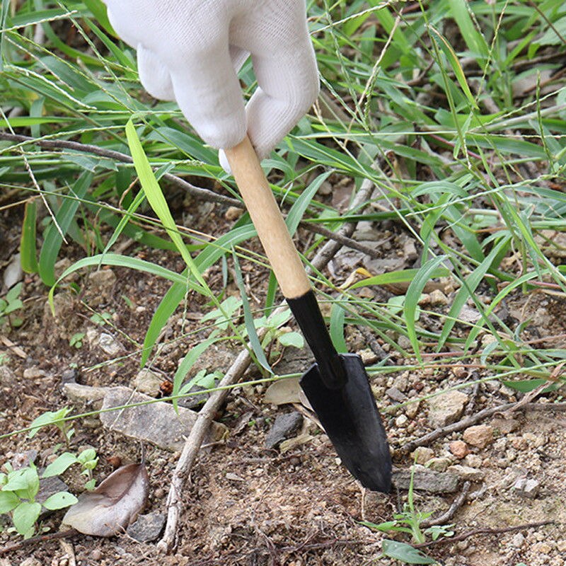 B -3 st mini trädgårdsredskap set gjutna aluminium huvud krukväxter spade kratta spade för blommor krukväxt gräva ogräsrensning