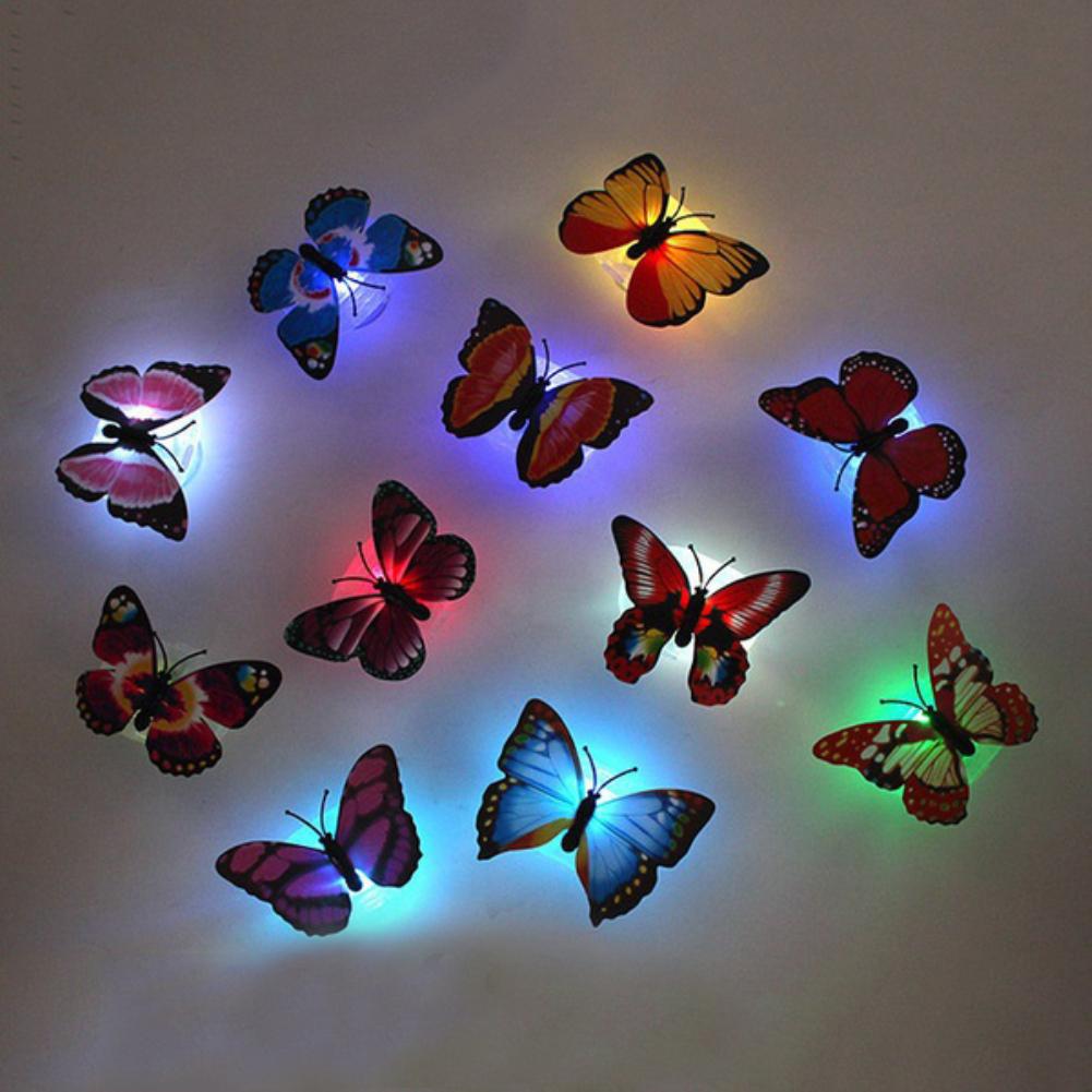 Kleurrijke Led Nachtlampje 3d Simulatie Creatieve Vlinder Verlichting Muurstickers Thuis Party Decor