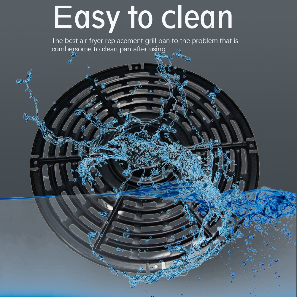 Non Stick Round Solid Cookware Crisper Plate With Handle Dishwasher Safe Replacement Parts Air Fryer Grill Pan Easy Clean Metal: 20cm