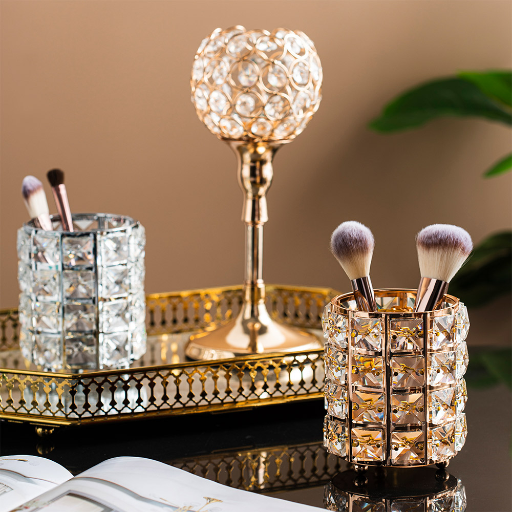 Luxury Crystal Glass Tissue Box Metal Decoration Nordic Home Decor Paper Rack Napkin Holder Candle Holder Makeup Organizer Box