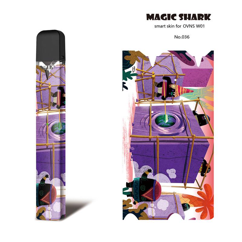 Magie Shark Rhinoceros Tribal Auf die Cartoon PVC Ultra Dünne Film Abdeckung Pod Fall Aufkleber Für OVNS W01 Kit kein Verblassen: 036