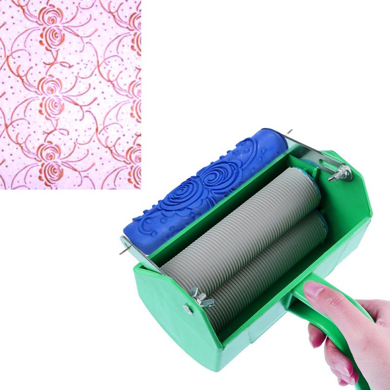 Máquina de impresión de rodillo para papel tapiz con pincel de pintura, rodillos de pintura con patrón de flores, Textura De La Pared en relieve, accesorios de decoración del hogar