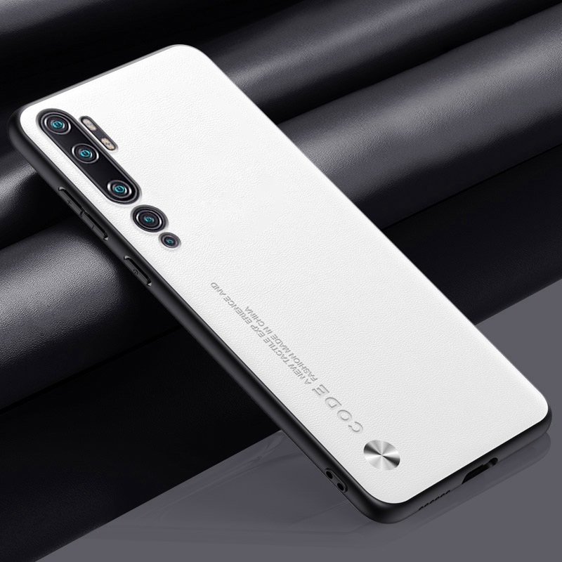Ylellinen pu-nahkakotelo xiaomi mi note 10 pro note 10 -puhelimelle, mattapintainen silikonisuojus xiaomi mi  cc9 pro -puhelimelle: Alumiini / Valkoinen