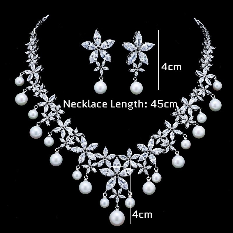 AMC Luxury Star Pearl Pendant Necklace and orecchini Set zircone da sposa accessori da sposa cena per feste Set di gioielli regalo per donna