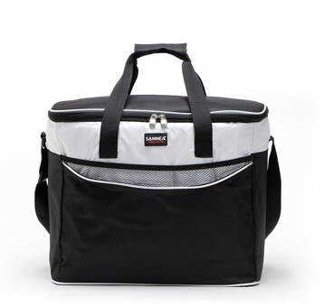 34L Extra Grote Verdikking Koeltas 600D Oxford Ijs Geïsoleerde Lunch Tas Koude Opslag Zakken Verse Voedsel Picknick Container: Black