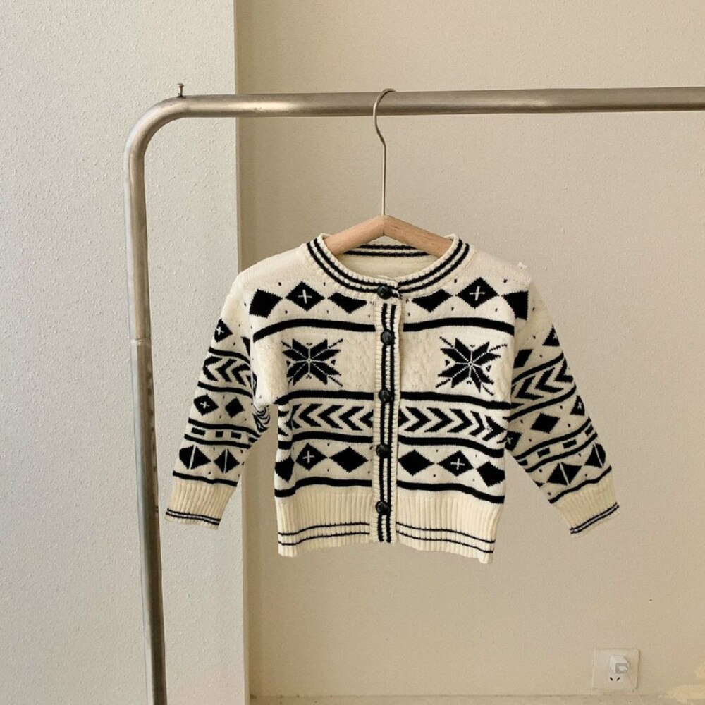 7115 maglioni per bambini primavera nuova generazione 2-9T maglioni Vintage per bambina Cardigan Geometrica Maglione Pullover maglioni per ragazzi
