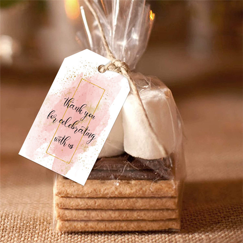 50pcs Watercolor Thank you Tags paper Lables Decor Hang Tags Thank you card wedding party DIY Crafts Label