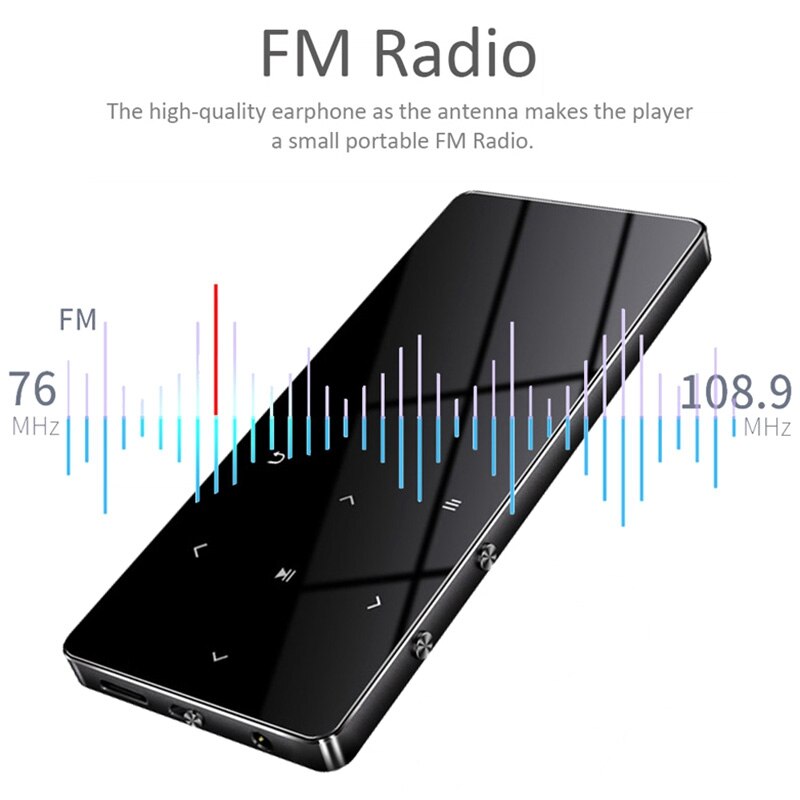Mp3- player mit bluetooth, hifi-musikwiedergabe (verlustfrei), mini-musikplayer mit fm-radio, lautsprecher und kopfhörern, sport  mp 3 metal walkman